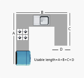 u shaped kitchen dimensions